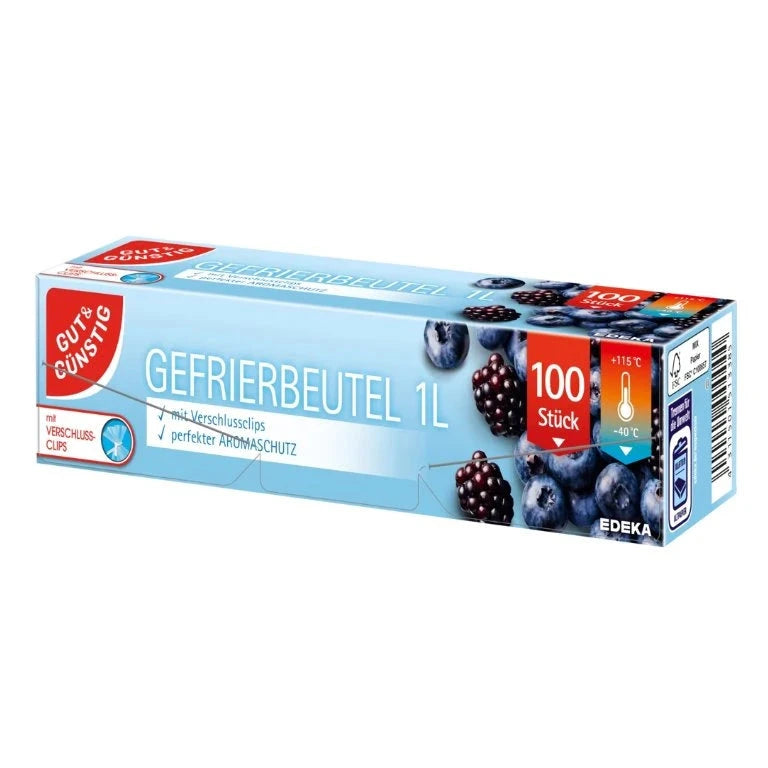 Gut&Gunstig 1L 100szt. torebki na żywność z klipsem