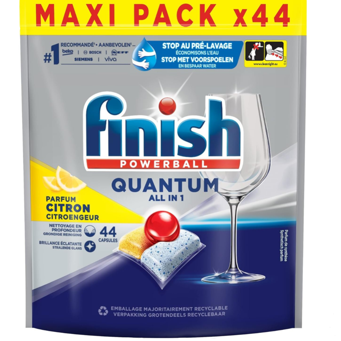 Finish 44szt. kapsułki do zmywarki Powerball Quantum All in 1 Cytryna