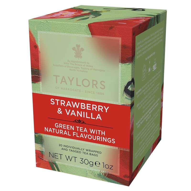 Taylors Herbata Zielona z Truskawką i Wanilią 30g/20szt.