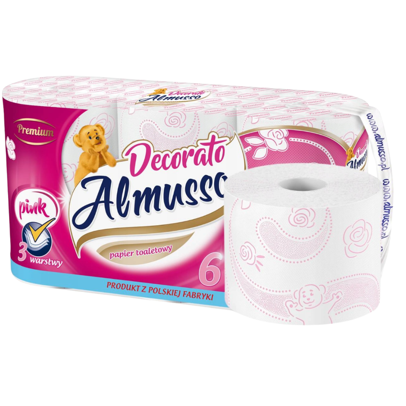 ALMUSSO PAPIER TOALETOWY DECORATO RÓŻOWY WOREK 6SZT 3w