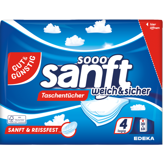 Gut&Gunstig 30szt chusteczki do nosa czterowarstwowe
