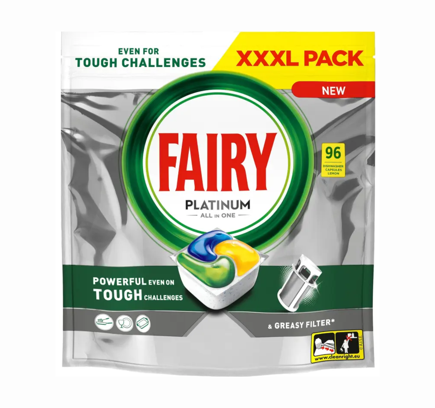 FAIRY PLATINUM Kapsułki do zmywarki 96szt ALL IN ONE Cytryna