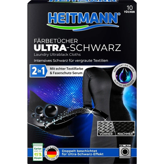 HEITMANN 10szt chusteczki do prania ciemnych tkanin 2w1 ULTRA-SCHWARZ